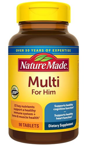 Nature Made Multi for Him 90 Count Tablets – Men’s Daily Multivitamin for Energy, Immunity, and Bone Health